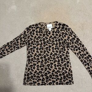 Cynthia Rowley Tan and Black Leopard Print Sweater